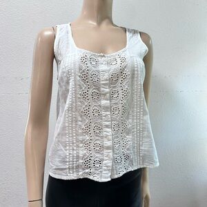 Source Unknown White Eyelet Tank Top